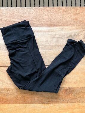 Athleta Elation Laser Cut 7/8 powervita Black Leggings with Perforated Detail